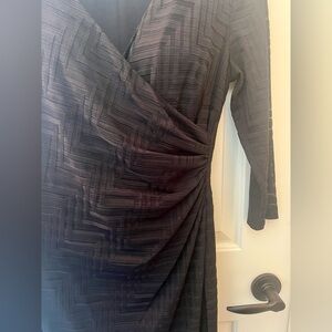 Chaps Little Black 3/4 Sleeve Rouched  Dress